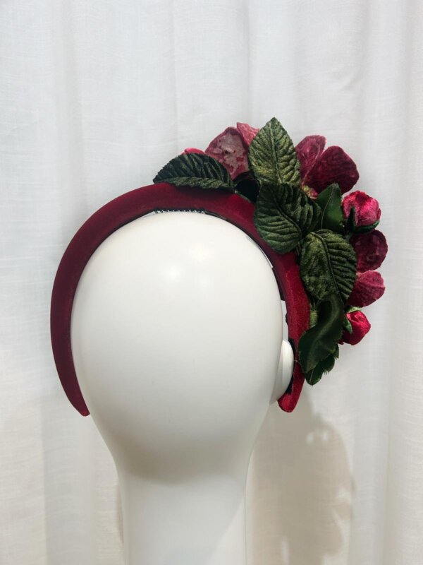 Vintage Pansy headpiece in Raspberry - Image 6